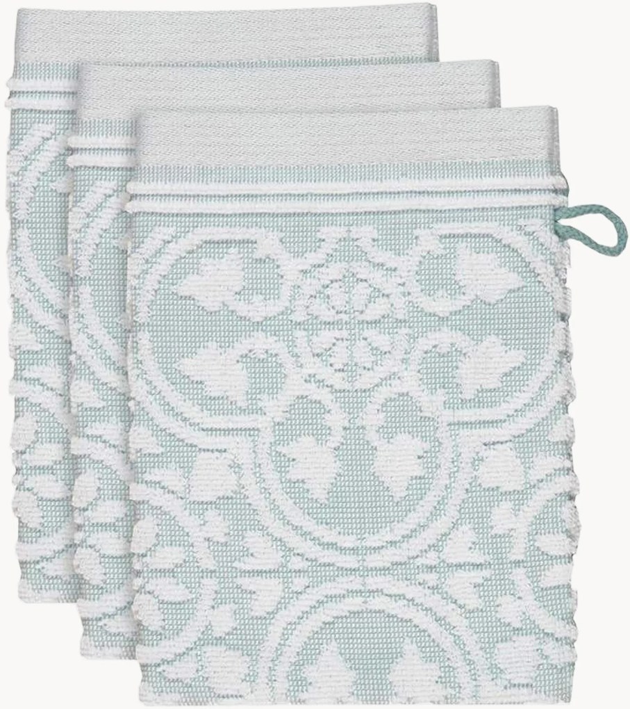 Jacquard badstofen washandjes Tile de Pip, 3-delig