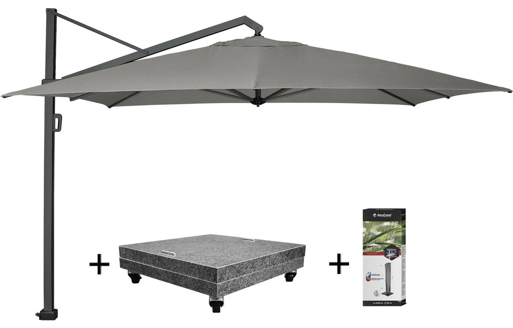 Icon premium zweefparasol 400x300 cm manhattan met 150 KG voet en hoes