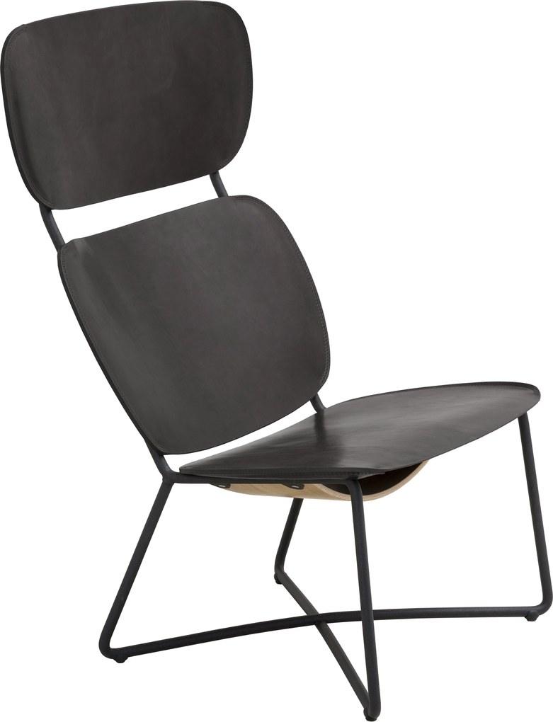 Functionals Miller fauteuil hoog zwart frame zwart leer