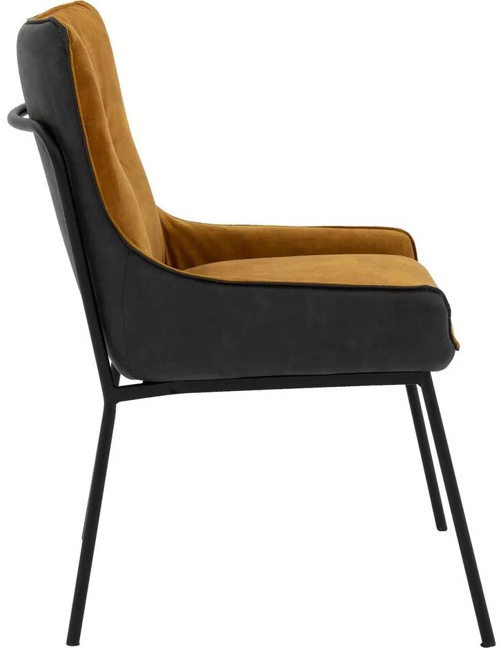 Goossens Excellent Eetkamerstoel Matteo geel stof leuning, elegant chic