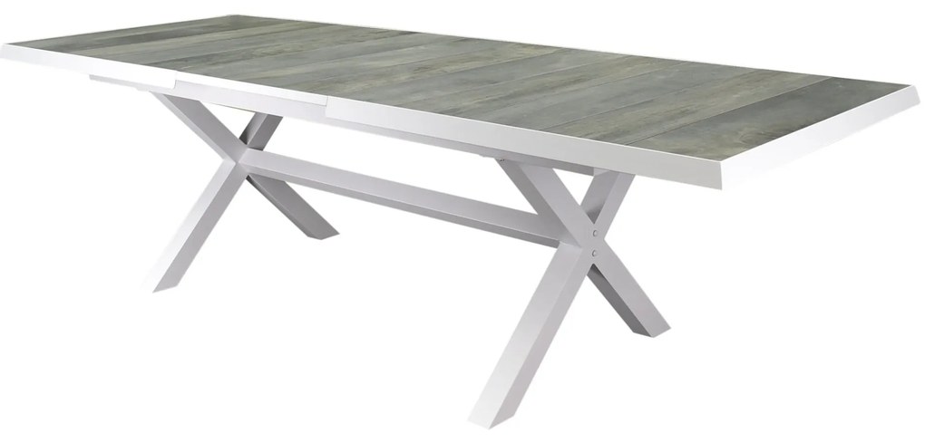 Showroommodel New Delhi uitschuifbare dining tuintafel 204-264x103xH76,5 cm met kruispoot wit