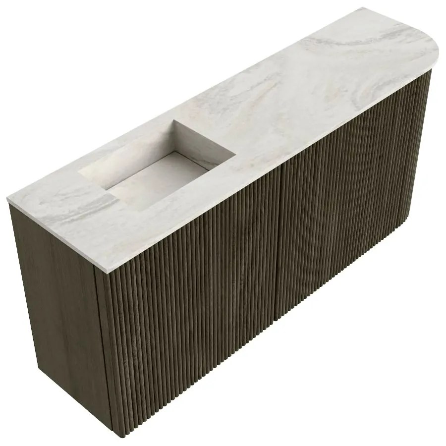 Mondiaz Joya DLux 90cm toiletmeubel ronding rechts shadow met wastafel faye links zonder kraangat ostra