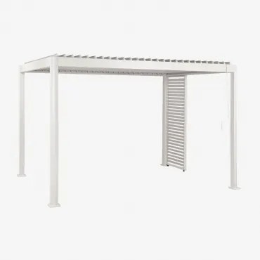 Bioclimatische Aluminiumpergola Met Lamellen En Druvia-paneel Gardenia Wit & Pergola Van 3x4 M Met 1 Paneel Van 90,5 Cm - Sklum