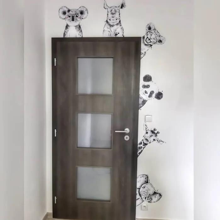 INSPIO Stickers rondom de deur en meubels - Zwart-witte diertjes