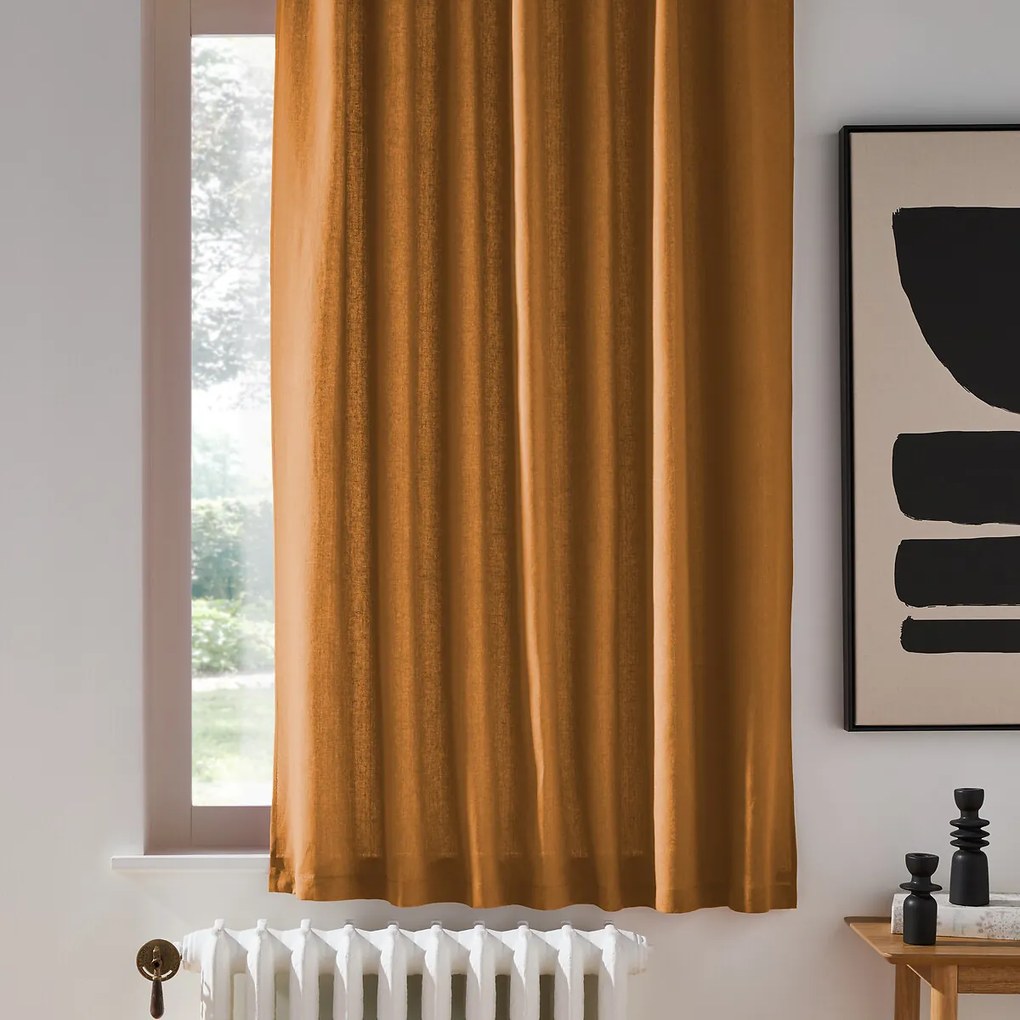 Gordijn in gewassen linnen met verdekte lussen, radiator, Onega