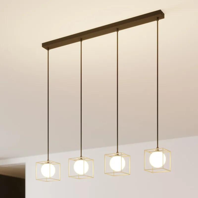 Hanglamp Aloam met kooi en glasbollen, 4 lampjes - lampen-24