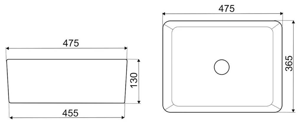 Kerra KR 182 keramische waskom 47x36cm zwart/goud