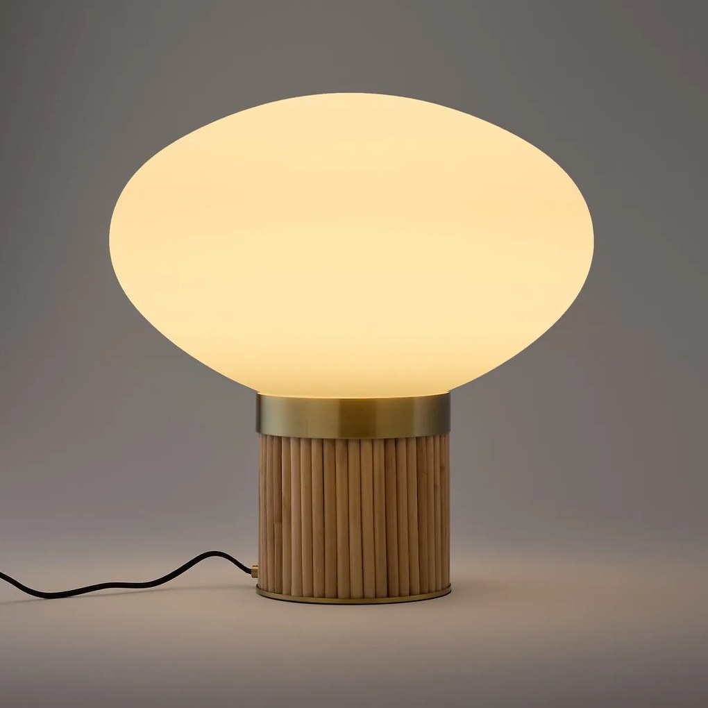 Lamp XL in messing, bamboe en opaline glas, Dolce