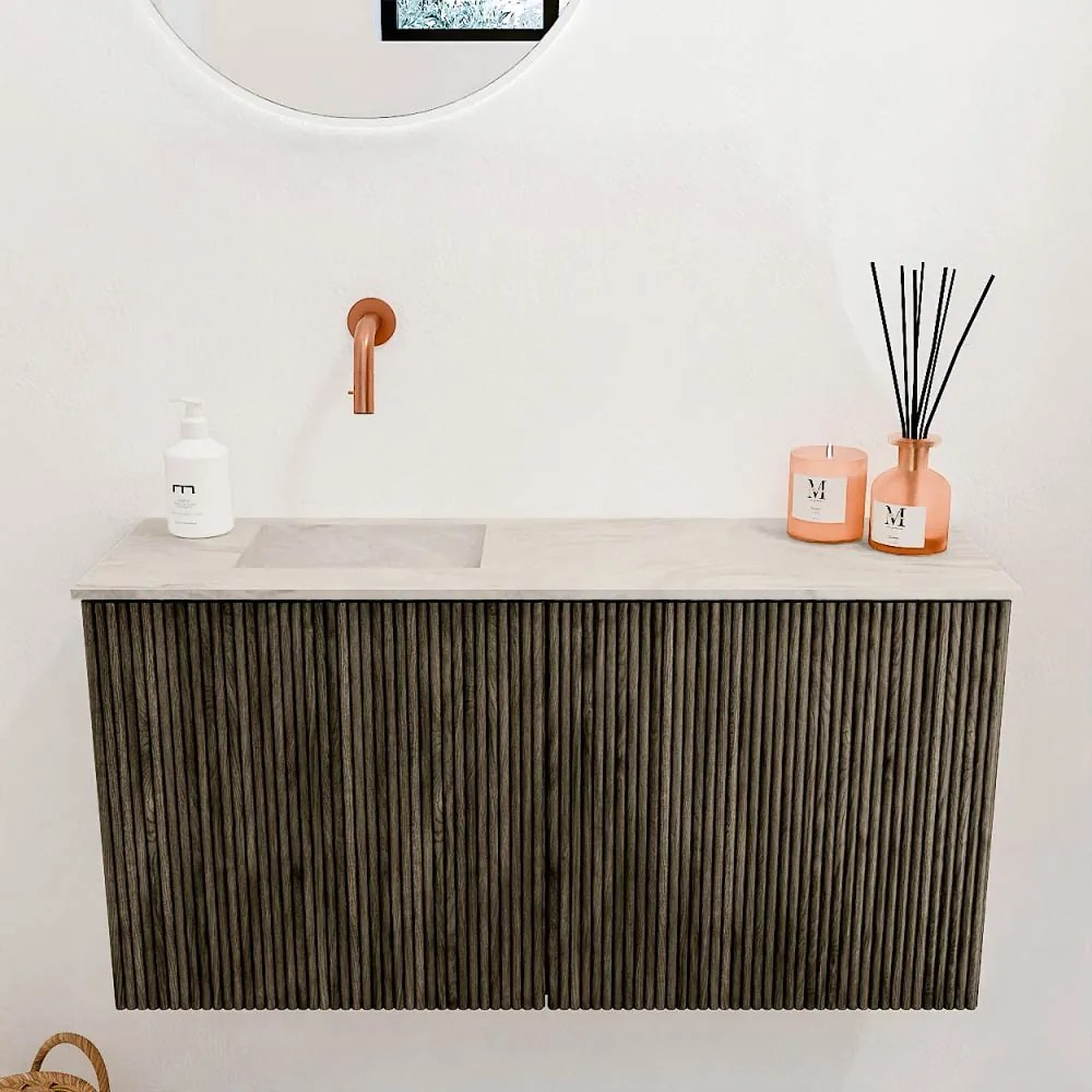 Mondiaz Joya DLux 80cm toiletmeubel shadow met wastafel faye links zonder kraangat ostra