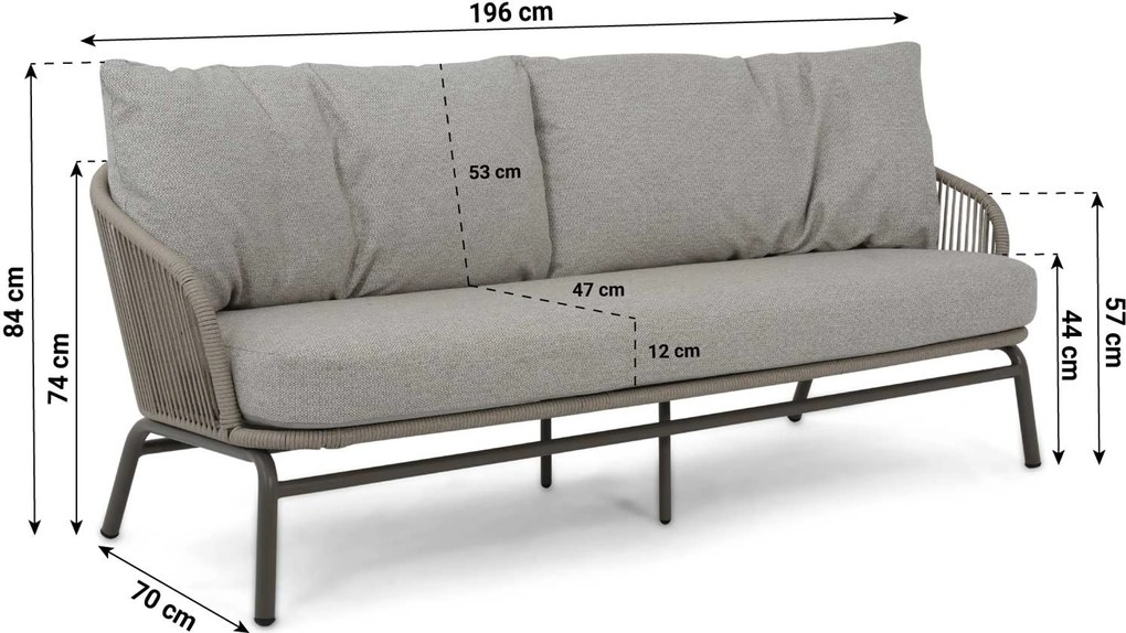 Stoel en Bank Loungeset 4 personen/5 personen Rope Taupe Coco Livo