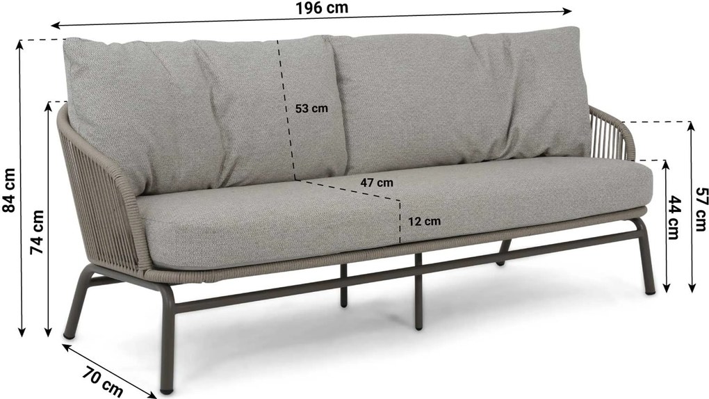 Stoel en Bank Loungeset 4 personen Rope Taupe  Coco Livo