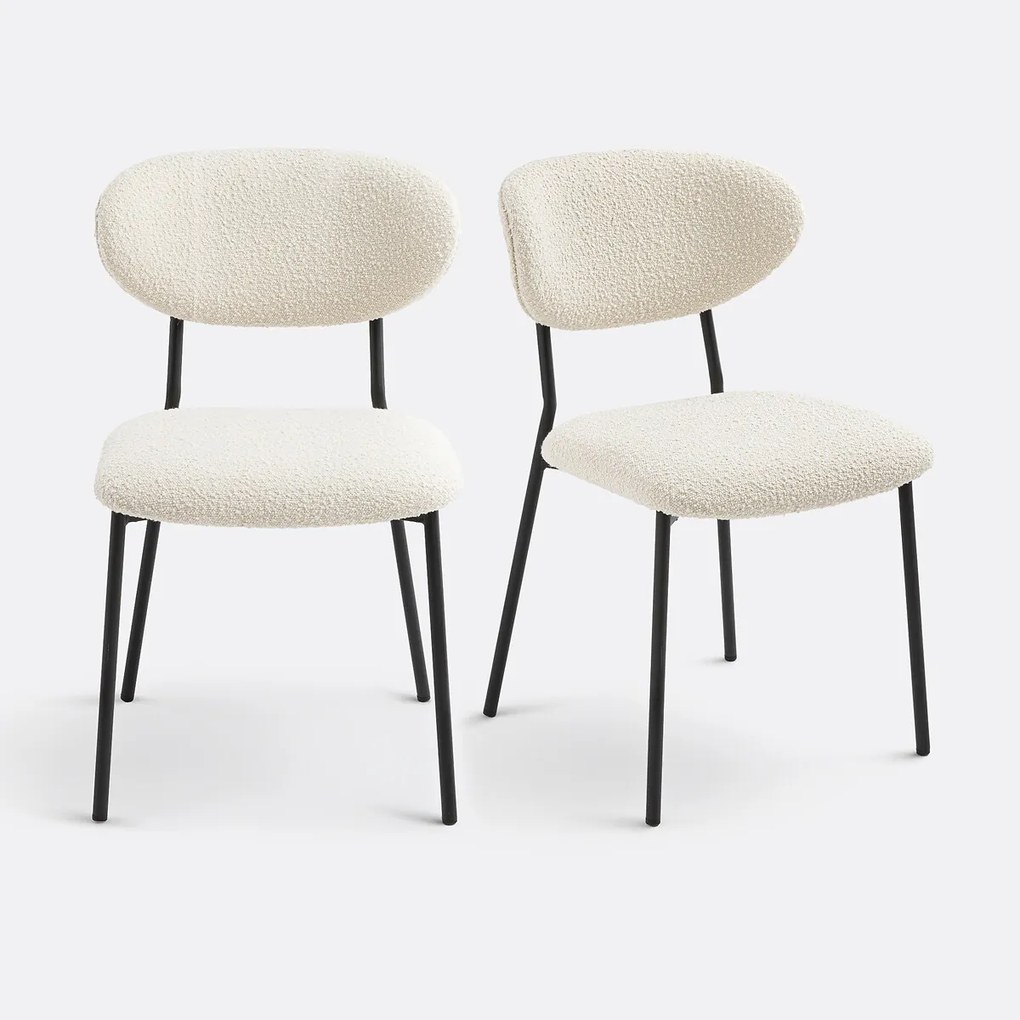 Set van 2 stoelen in bouclé stof, Galmo