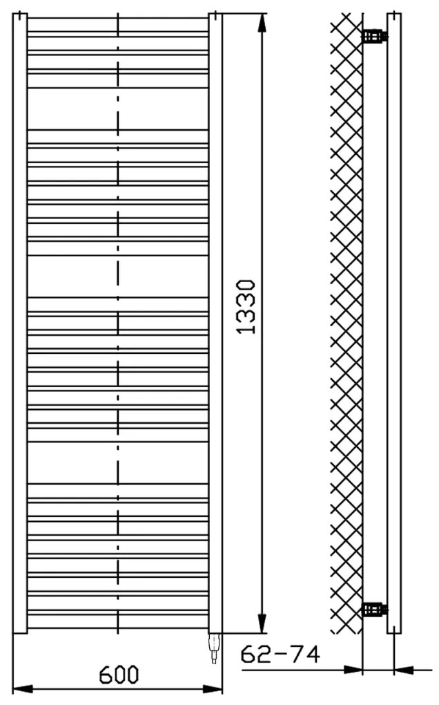 Sapho Tondi elektrische radiator wit 60x133cm 600W