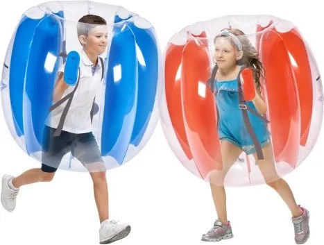 VEVOR Opblaasbare Bumperballen 2-pack, 0,9 m ballen voor kinderen en tieners, PVC bumperbal voor buitenteamspellen, buitenspeelgoed voor speeltuinen en tuinen, rode strepen + blauwe strepen