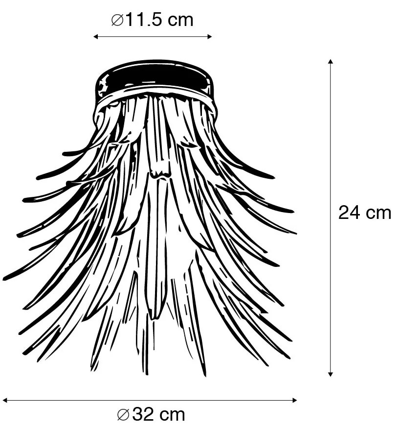 Art Deco plafondlamp goud met zwart - Wesley
