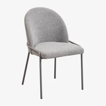 Set Van 4 Grolet Gestoffeerde Eetkamerstoelen Bouclé Gris Antracita - Sklum