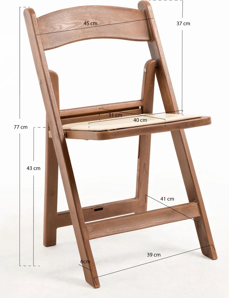 Pak 4 opvouwbare Gala stoelen met kussen met houteffect