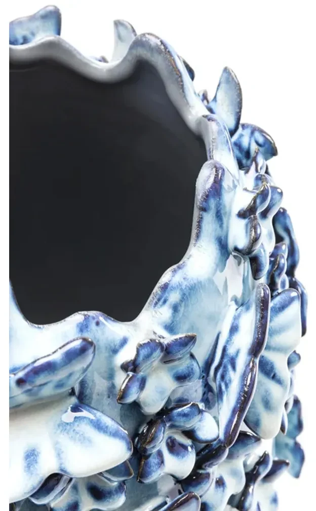 Kare Design Butterflies 35 Blauwe Vaas Met Vlinders