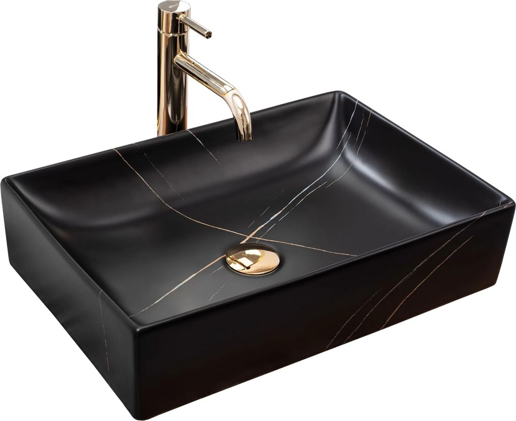 Opzetwastafel REA Inga Black Marble Mat