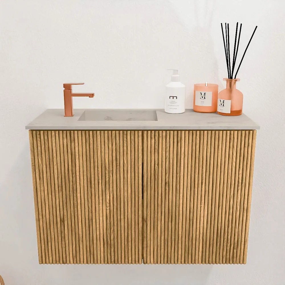 Mondiaz Joya DLux 60cm toiletmeubel oak met wastafel faye links 1 kraangat opalo