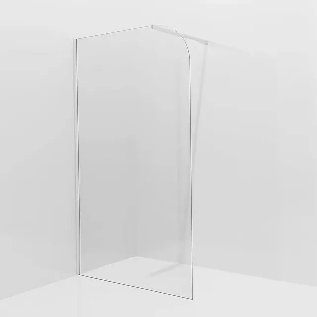 Aqua Vista Inloopdouche - 80x200cm - afgeronde glaswand - helder glas - wandarm - mat wit SW1245008/SW797906