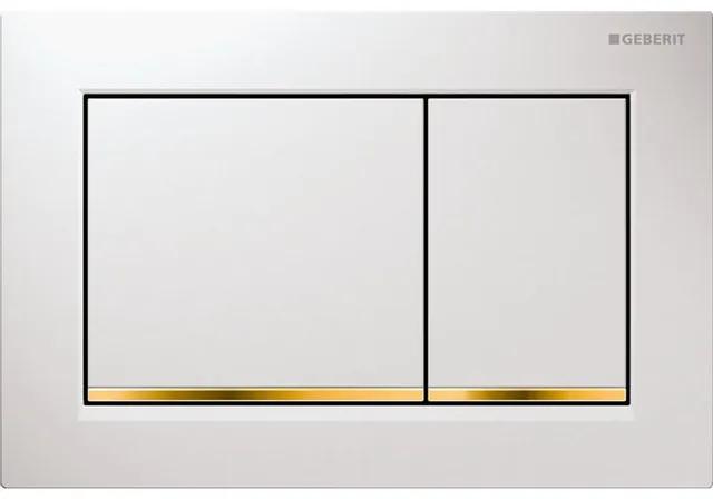 Geberit Omega30 bedieningplaat met frontbediening voor toilet 21.2x14.2cm wit / goud / wit 115080KK1