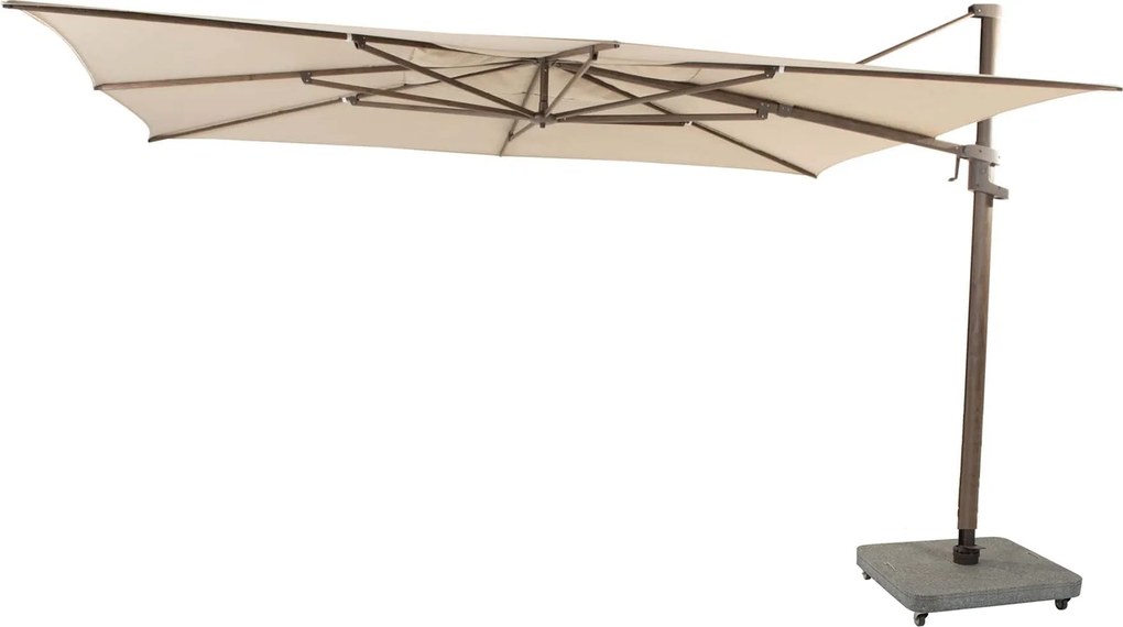 4 Seasons Outdoor Finca parasol met Wengé frame en Beach doek 400 x 300 cm Parasol beige weerbestendig