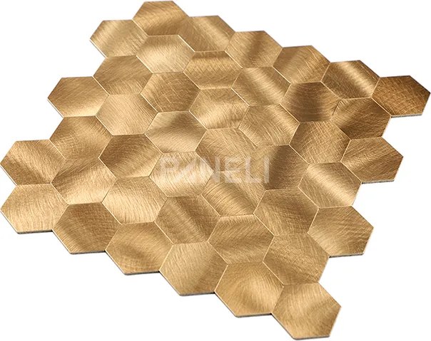 Zelfklevend Mozaïek Hexagon Goud Brons - 30.5 cm x 30.5 cm x 0.4 cm | 0.5 kg | Paneli zelfklevende steenstrips