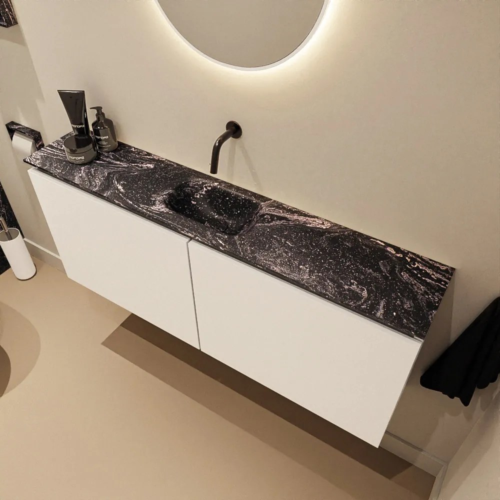 Mondiaz Ture DLux toiletmeubel 120cm talc met wastafel lava midden zonder kraangat