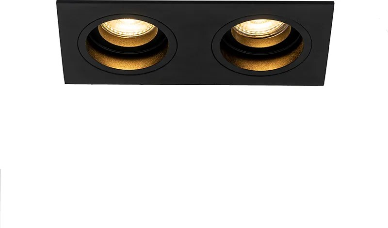 Smart inbouwspot zwart rechthoekig verstelbaar incl. 2 wifi GU10 - Chuck