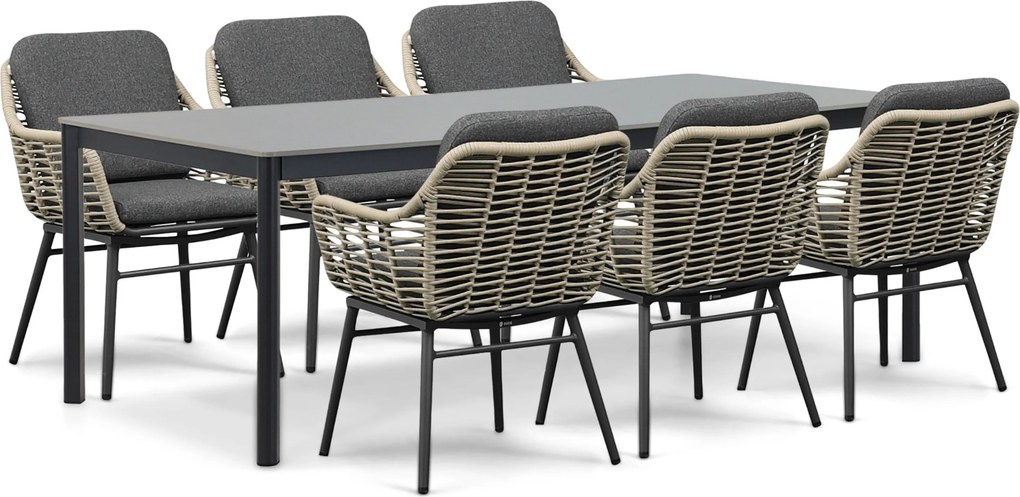 Tuinset 6 personen 220 cm Rope Grijs Coco Antoni/Como