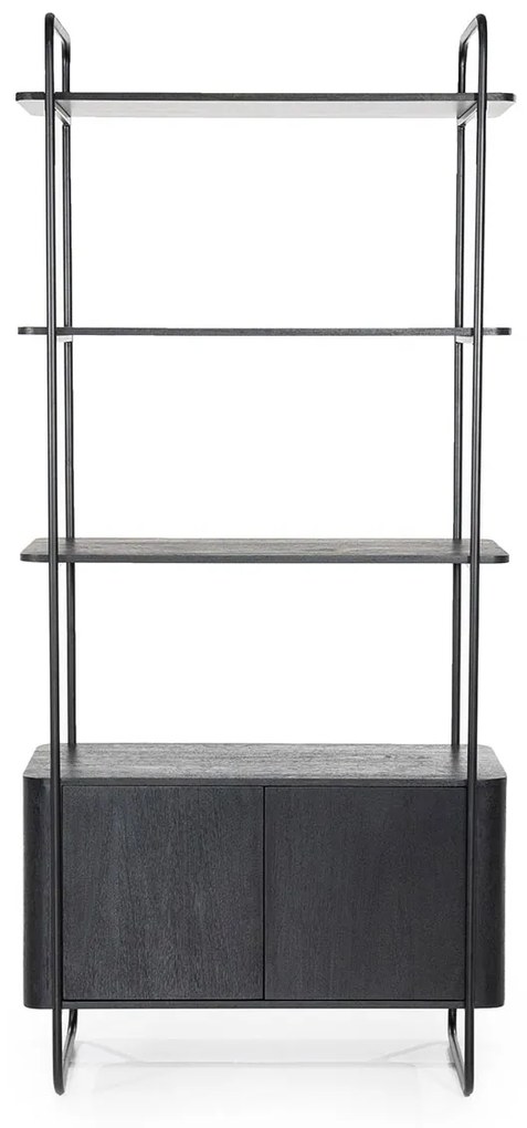 Eleonora James Smalle Stellingkast Zwart Mangohout - 96x46x210cm.