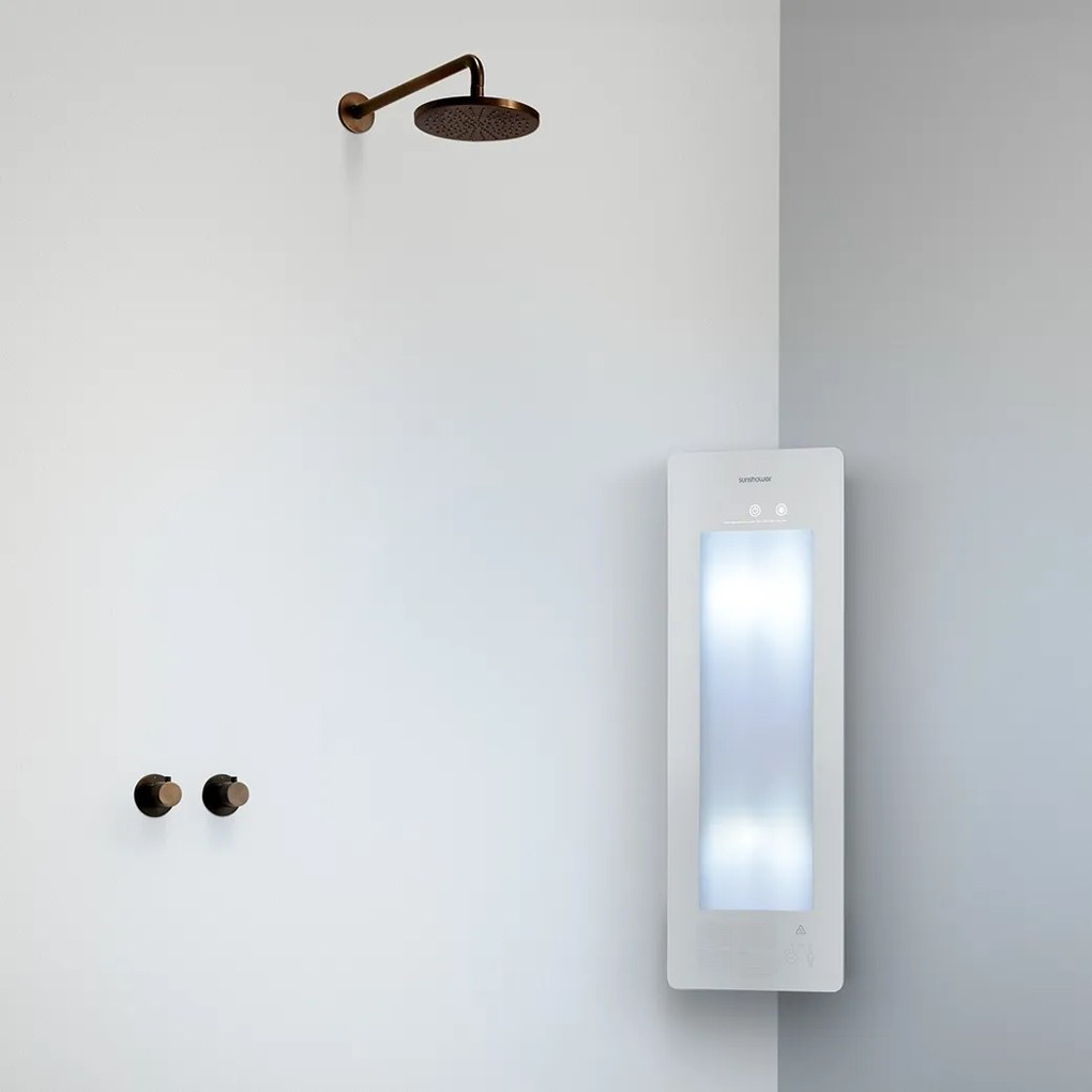 Sunshower Round Plus Small White infraroodlamp en UV 33x95x10cm hoekopbouw