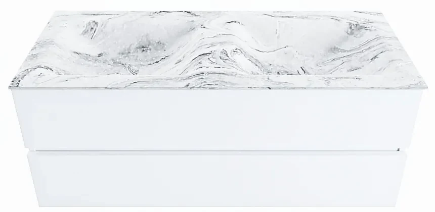 Mondiaz Vica DLux badmeubel 120cm talc 2 lades met wastafel glace dubbel zonder kraangat
