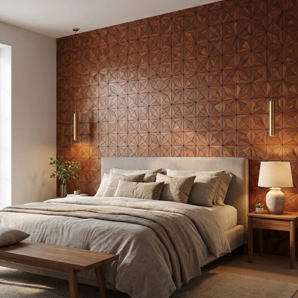 Decoratief Houten Wandpaneel | Nolan Brown | 60×60 cm | Amerikaans Notenhout