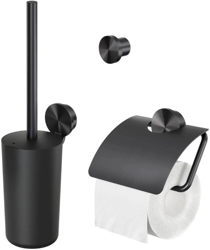 Geesa Opal Accessoires Set Brushed Metal Black