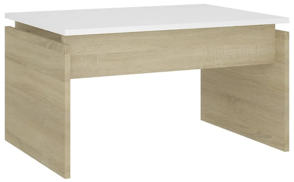 vidaXL Salontafel 68x50x38 cm spaanplaat wit en sonoma eikenkleurig