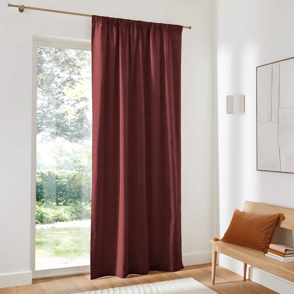 Gordijn in fluweel met aangerimpeld biesje, Velvet
