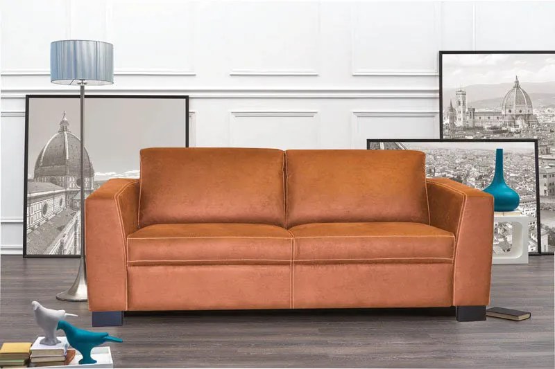 3-zits bank Polka | leer Colorado cognac 03 | 1,93 mtr breed