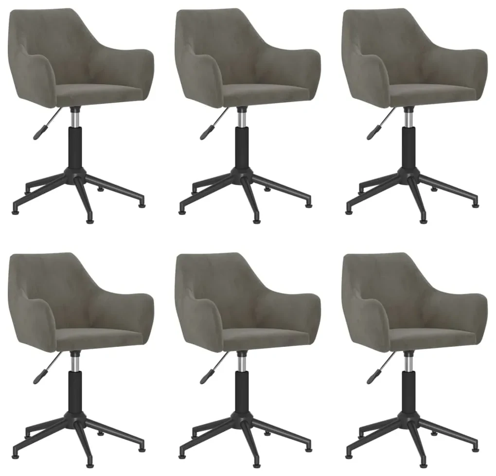 vidaXL Eetkamerstoelen draaibaar 6 st fluweel donkergrijs
