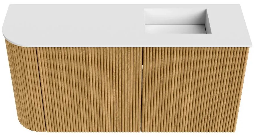 Mondiaz Joya 80cm toiletmeubel ronding links oak met wastafel faye rechts 1 kraangat talc