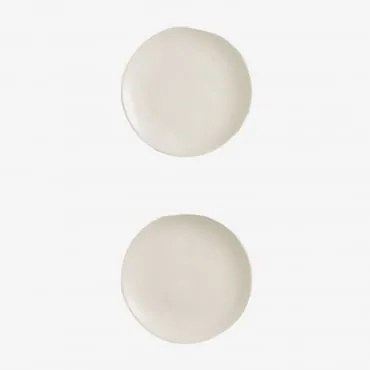 Set Van 2 Dessertborden Van Gres Belvere Gardenia Wit - Sklum