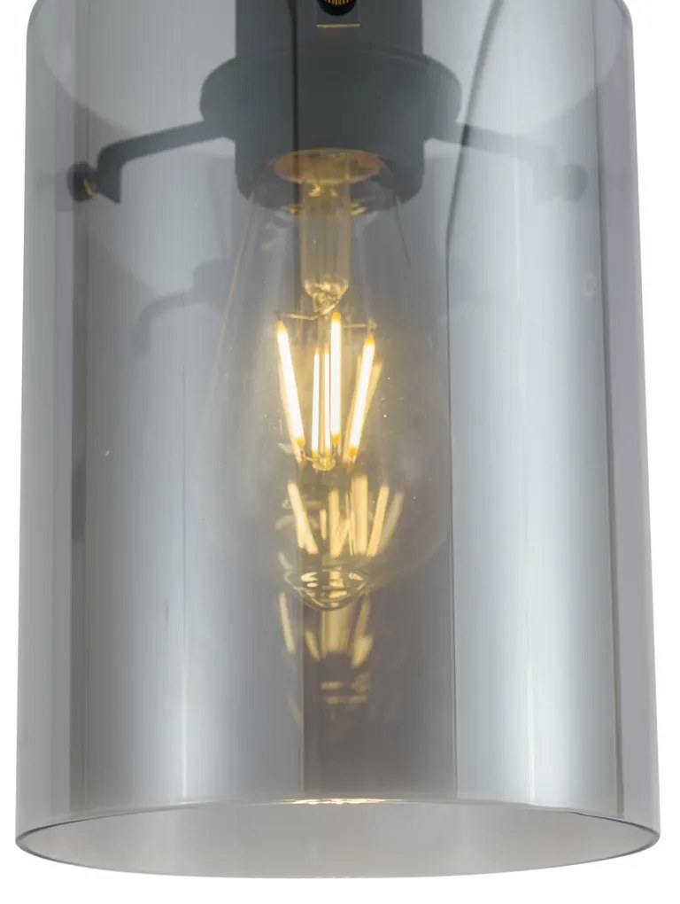 Moderne spot zwart met smoke glas voor railsysteem 1-fase - Iconic Dome