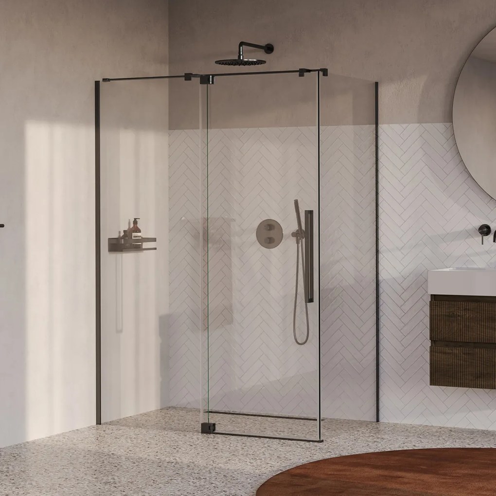 Brauer Stellar douchecabine met draaideur 140x80cm gunmetal geborsteld PVD