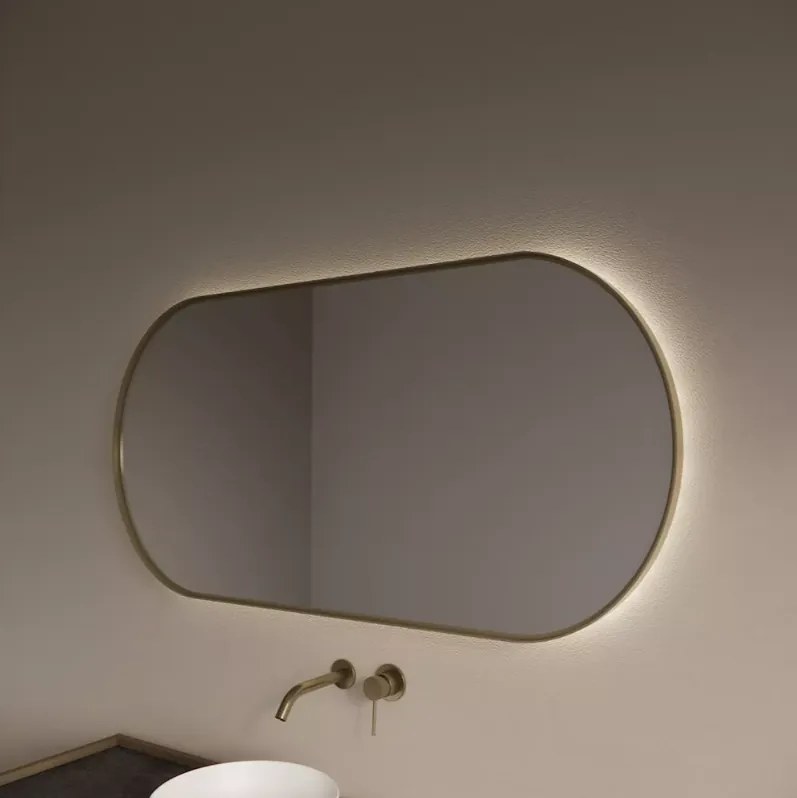 Gliss Design Aura spiegel met LED-verlichting 120x70cm mat goud