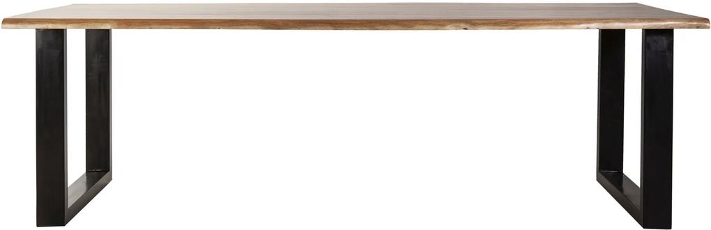 24Designs Lexington Eettafel - L300xB100xH76 Cm - Tafelblad Acacia Hout - Zwart Metalen Frame