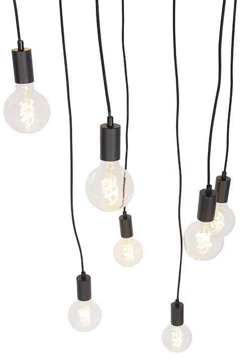 Moderne hanglamp zwart 60 cm 10-lichts - Facil Modern E27 rond Binnenverlichting Lamp