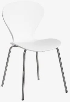 Stapelbare Eetkamerstoelen Set Van 4 Uit Grijs – Chroom & Polypropyleen Wit - Sklum