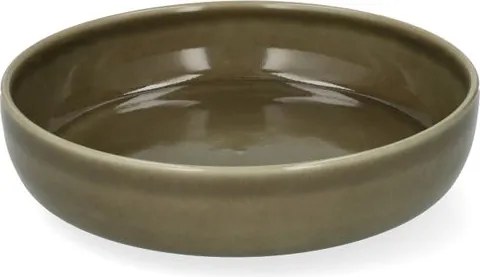 Diep bord, reactieve glazuur, steengoed, olijfgroen, Ø20 x 4,5 cm