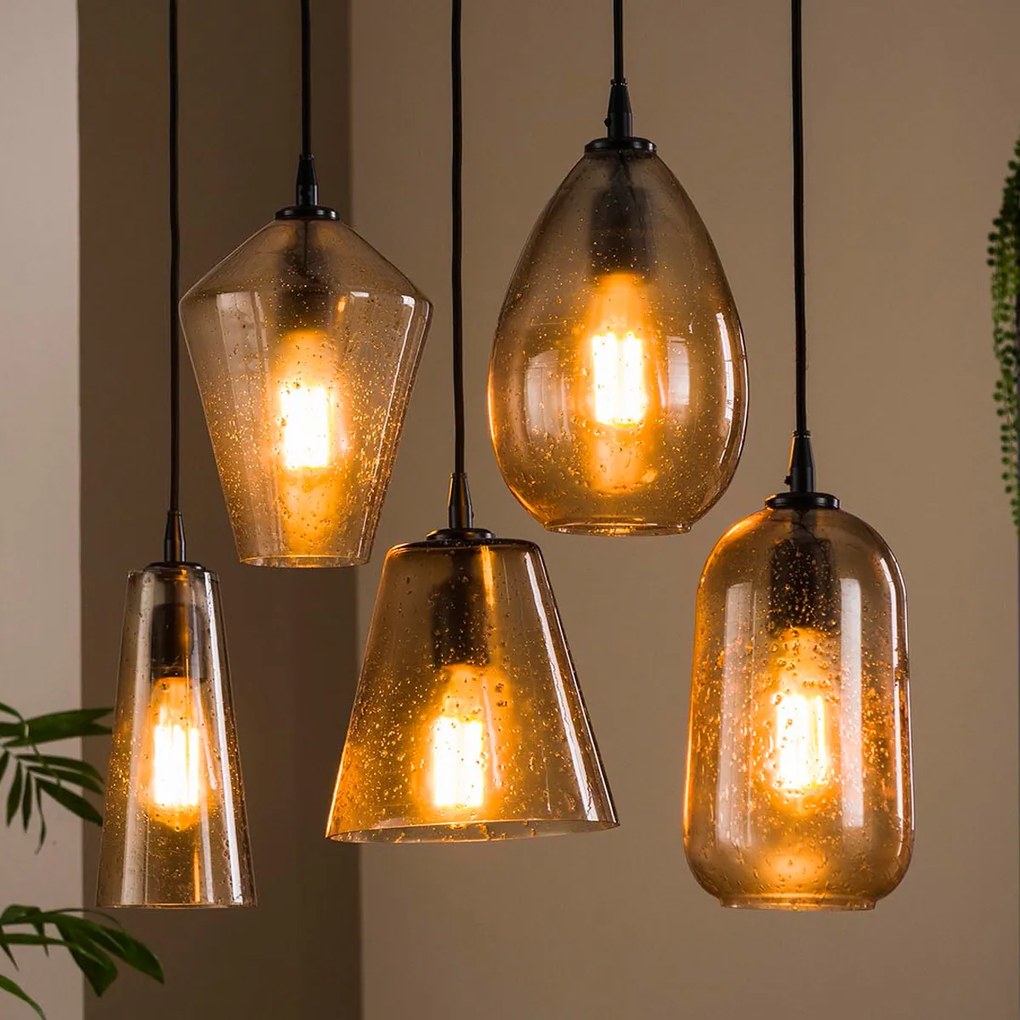 Luxe Hanglamp Met 5 Glazen Kappen